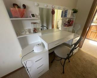 white makeup vanity desk