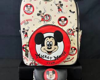 Disney100 Mickey Mouse Club Mini Backpack Featuring Prominent 3D Ears w Matching Wallet BRAND NEW