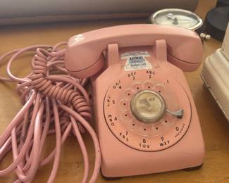 vintage pink Western Electric Model 500 rotary telephone