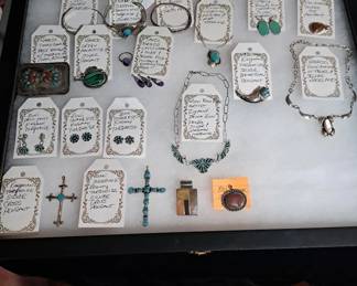 Beautiful Turquoise Jewelry representing Navajo, Zuni, Taxco with artist names like Garcia, Kingman, Zigmond and more