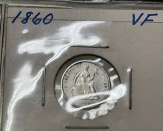 Coins include Seated dimes and half dimes Indian head cents Barber half dollars, quarters, and dimes including a 1892 1st year of issue Seated Liberty coins including a 1840 Seated Liberty dollar coin A large variety of Buffalo nickels nickels including a possible Legend coin 1937 3-leg buffalo Shield nickels including 1866 1st year of issue 1946 Booker T half dollar 1st Edition