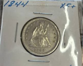 Coins include Seated dimes and half dimes Indian head cents Barber half dollars, quarters, and dimes including a 1892 1st year of issue Seated Liberty coins including a 1840 Seated Liberty dollar coin A large variety of Buffalo nickels nickels including a possible Legend coin 1937 3-leg buffalo Shield nickels including 1866 1st year of issue 1946 Booker T half dollar 1st Edition