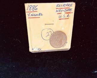 Coins include Seated dimes and half dimes Indian head cents Barber half dollars, quarters, and dimes including a 1892 1st year of issue Seated Liberty coins including a 1840 Seated Liberty dollar coin A large variety of Buffalo nickels nickels including a possible Legend coin 1937 3-leg buffalo Shield nickels including 1866 1st year of issue 1946 Booker T half dollar 1st Edition