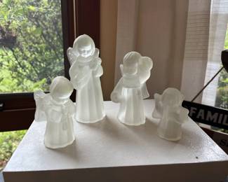 International siler company  crystal Christmas candle holder set