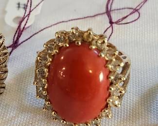 14K Red Coral Ring