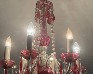 Vintage cranberry glass chandelier