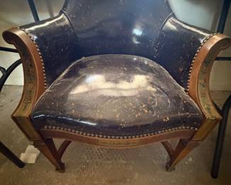 Vintage leather and maple chair