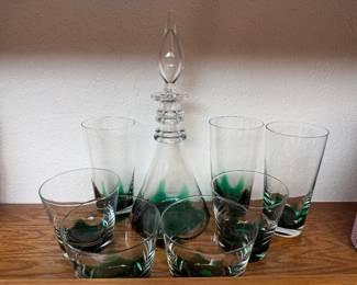 Blanco glass, decanter, and glasses