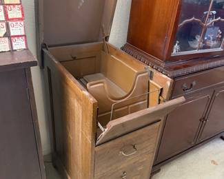 Antique drop front file cabinet