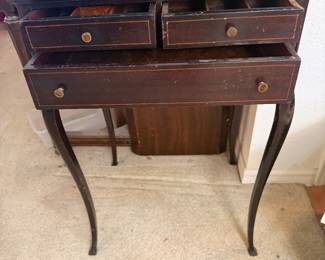 Antique Queen Anne style three drawer side table