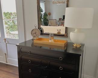 PAIR of contemporary black lacquer chests