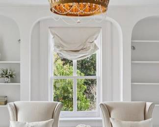 julie neill flush mount, pair of chairs