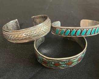 Native America Sterling and turquoise bracelets 