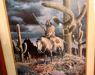 $600   Paul Rossi Original gouache /watercolor  15"x 12 (Art measurement- not frame ) private collection - "APACHE SPRING with Cert of Auth on back 