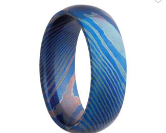 Damascus Steel & Titanium wedding Band / ring 