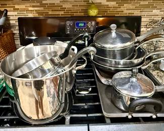Assorted pots and pans 
