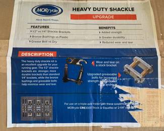 Heavy duty shackle set for three axle trailer, shackles are 2 1/4 inch center to center bolt  holes. NEW $50
