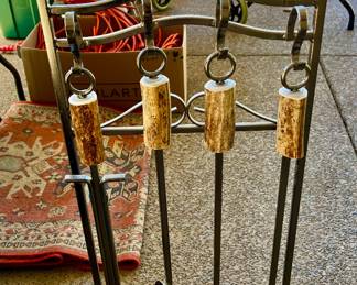 Elkhorn wrought fireplace set $50