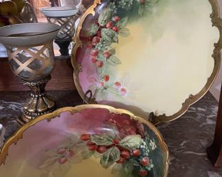 Hand painted platter & bowl