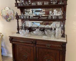 Antique marble top sideboard 