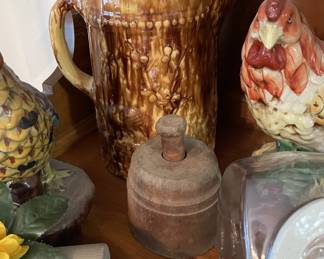 Antique Bennington peacock pitcher