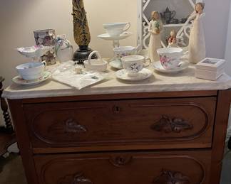 Marble top 2 drawer chest