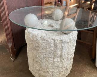 MCM glass top side table 
