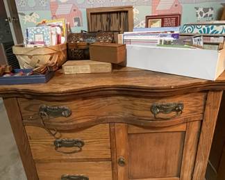 Antique oak wash stand