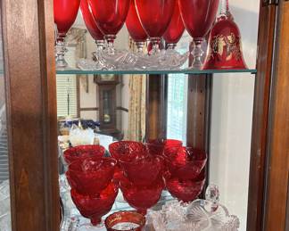 Cut glass & ruby glass