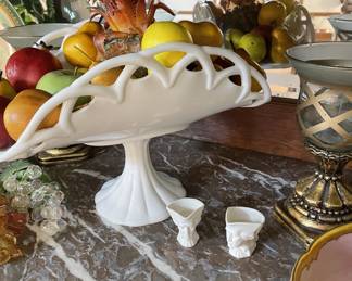 Milk glass banana stand