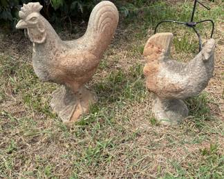 Rooster & hen statues
