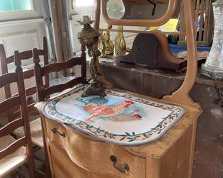 Antique oak wash stand