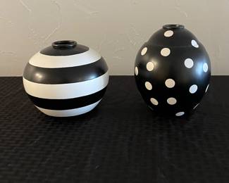 Black and White Vase.  Stripes or Dots