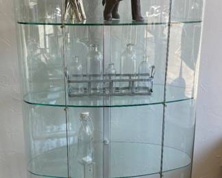 $995 Olivella Showcase in Canaletto.  23.6 ” x15.7” x 66.5”.  Damage/fading