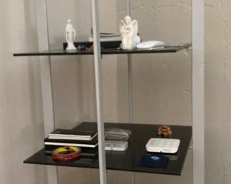 $295 Slim White Frame Shelving with Black Shelves 23” x 23” x 71.5”