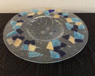 Glass Mosaic Style Shallow Bowl