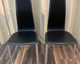 $595 Pair. Giovanni High Back Chair in Black with Chrome Base - 2 Available - Sold as a Pair