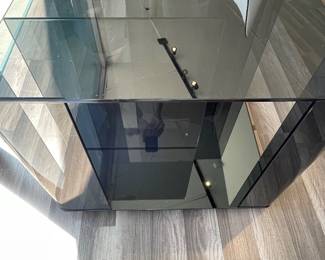 $795 Dedalo Portable Coffee Table in Fume Glass. 