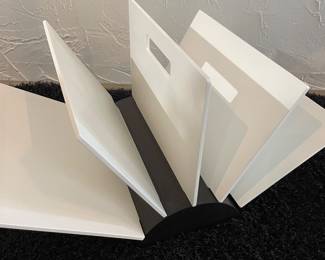 $150. Book Holder, Dark Oak and White 