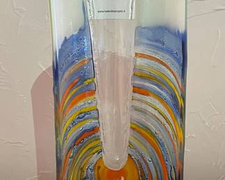 Kaleidoscopio Bud Vase with Multicolored Glass Shield. 12.5” H