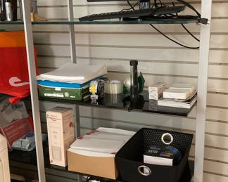 White Frame Shelving with Black Shelves 58” x 12.5” x 71