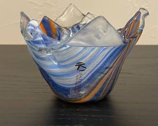 Kaleidoscopio Blue/Orange Glass Freeform Bowl