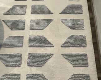 $225. ArtExa Cream and Grey Hand Tufted Area Rug, 92” x 73.5”