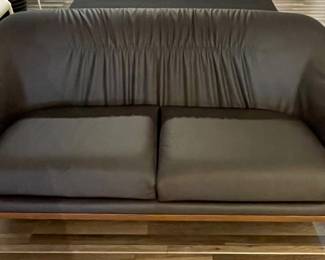 $1,750. Tiffany Sofa with Walnut Base and Dark Brown Eco Leather, 74.8” x 32.3” x 31.5”