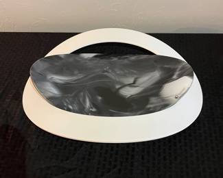 Kaleidoscopio White/Grey 2pc Shallow Bowl. 18” x 13.5”