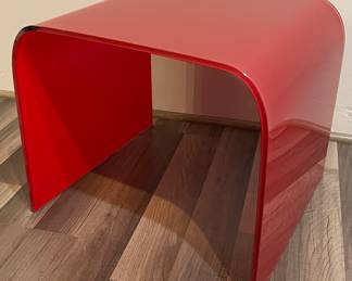 $495 Classic Side Table - Red Glass. 17.5” x 18” x 15.5”