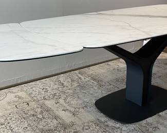 $4,750. Ariston Extendable Dining Table with Carbon Grey Base and White Porcelain Top.  59” x 39”, 90” x 39” Extended.