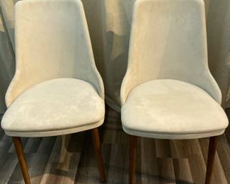 $595 Pair Sofia Beige Leather Chair - 2 Available, Sold as a Pair 20.25” x 18” x 35”