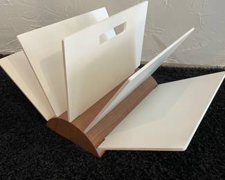 $150 Book Holder, Walnut and White 