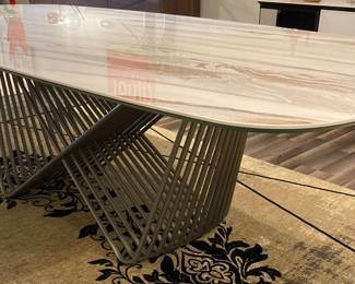 $4995 Tenso Dining Table with Titanium Base and Terra Liquida Porcelain Top. 98.5” x 47.25” 